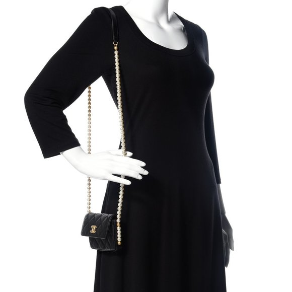 Chanel Mini Clutch Bag Flap Card Holder with pearls chain NEW - Picture 14 of 14